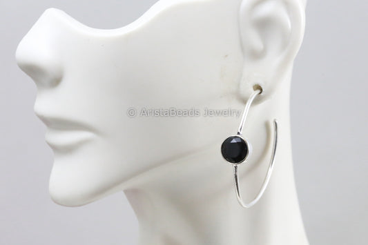 Silver Look Hoop - Black