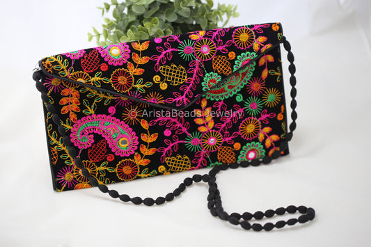 Velvet Black Banjara Clutch Bag