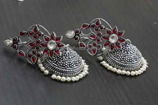 Contemporary Kundan Red Jhumka