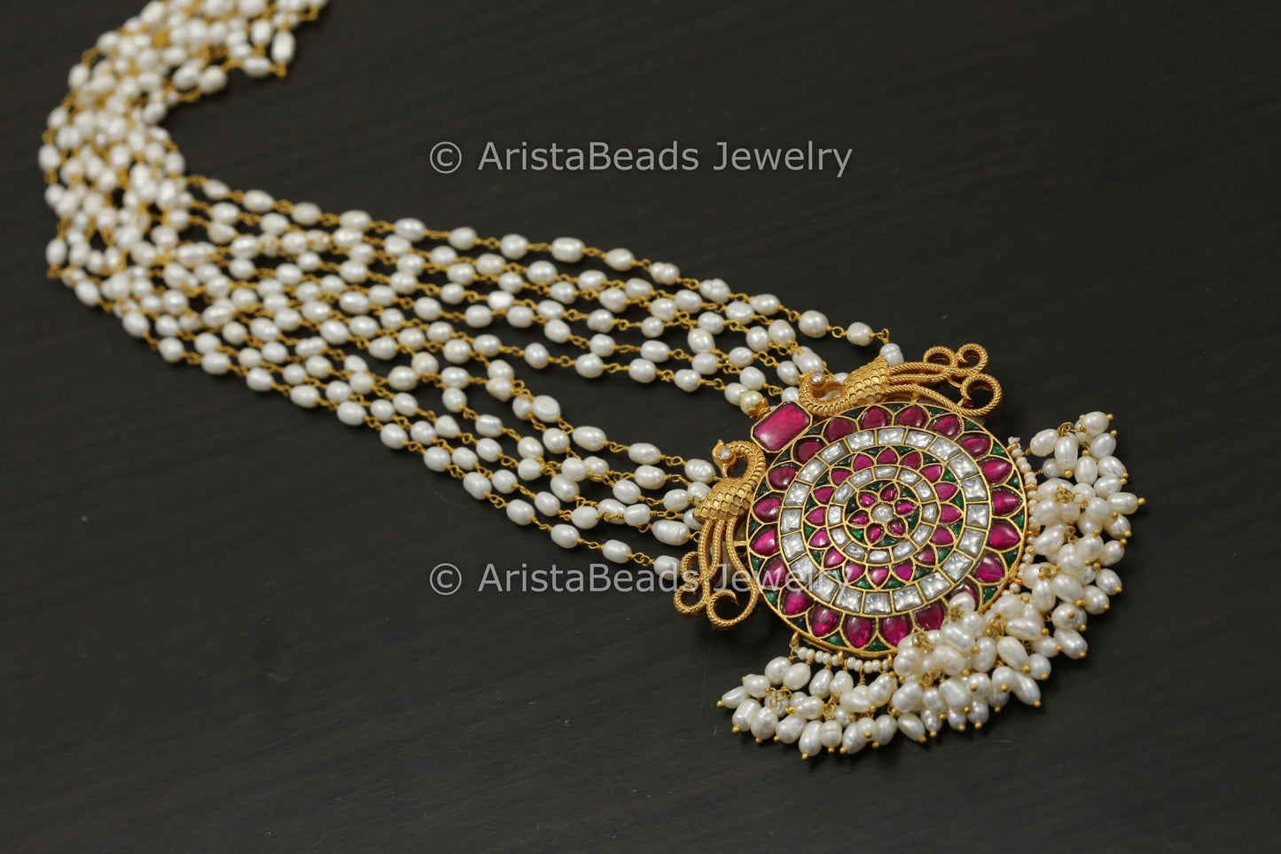 Real Pearl Mala Jadau Necklace