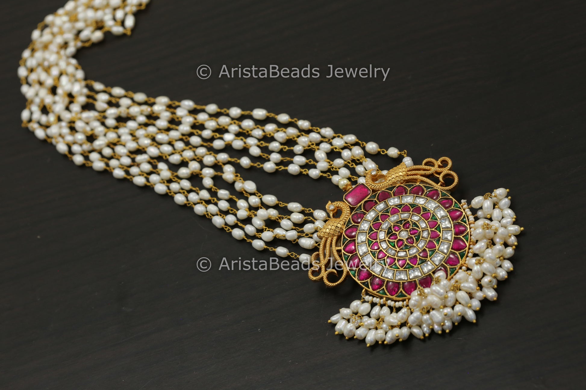Real Pearl Mala Jadau Necklace