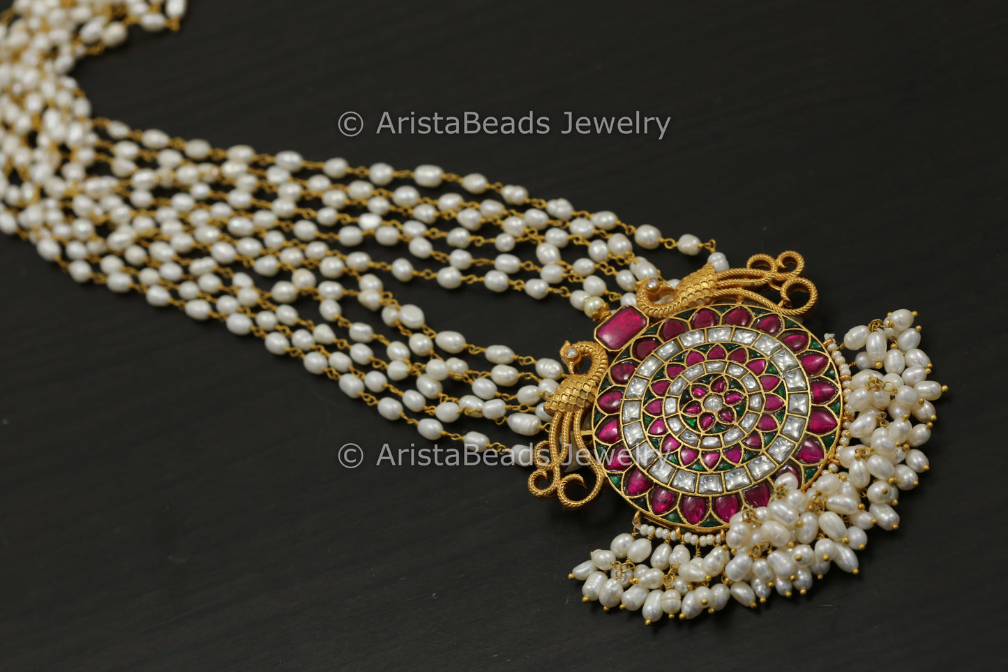 Real Pearl Mala Jadau Necklace