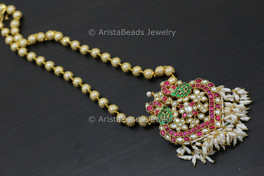 Jadau Kundan Necklace Pearl Mala