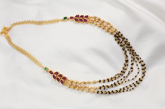 3 Strands Black Bead Necklace