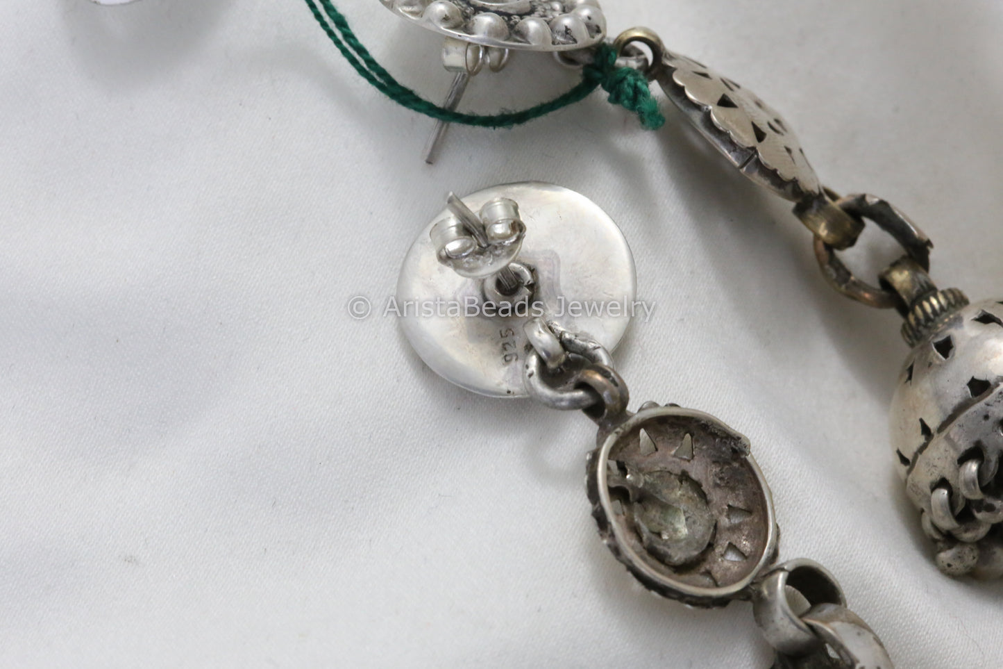 Ethnic Long 925 Sterling Silver Earrings