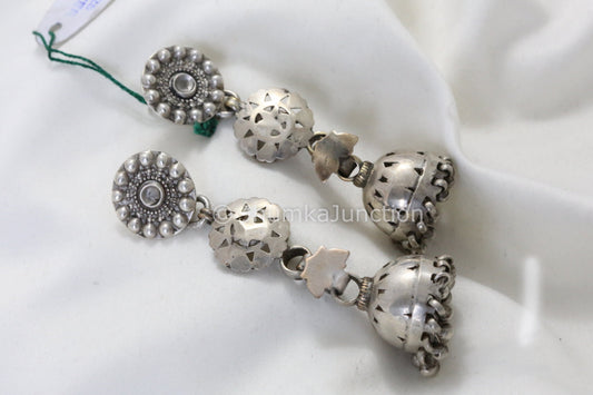 Ethnic Long 925 Sterling Silver Earrings
