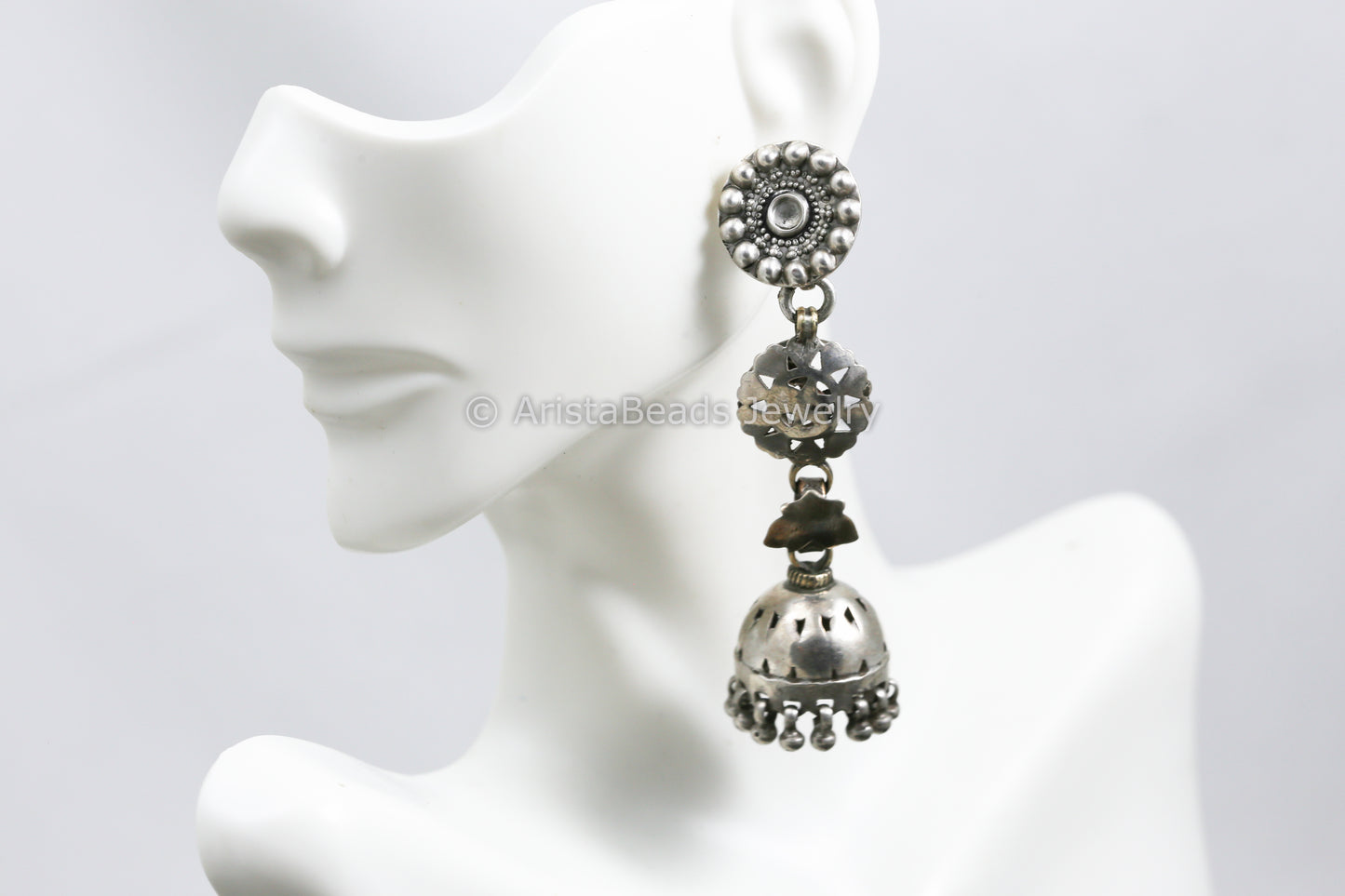 Ethnic Long 925 Sterling Silver Earrings