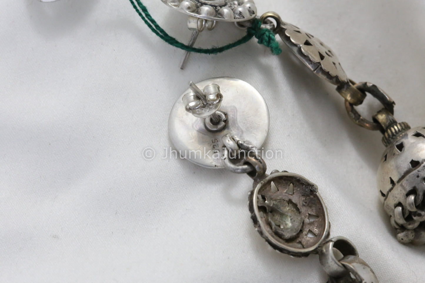 Ethnic Long 925 Sterling Silver Earrings