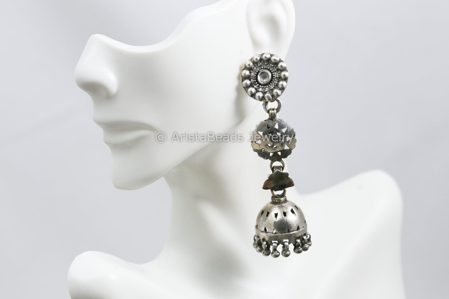 Ethnic Long 925 Sterling Silver Earrings
