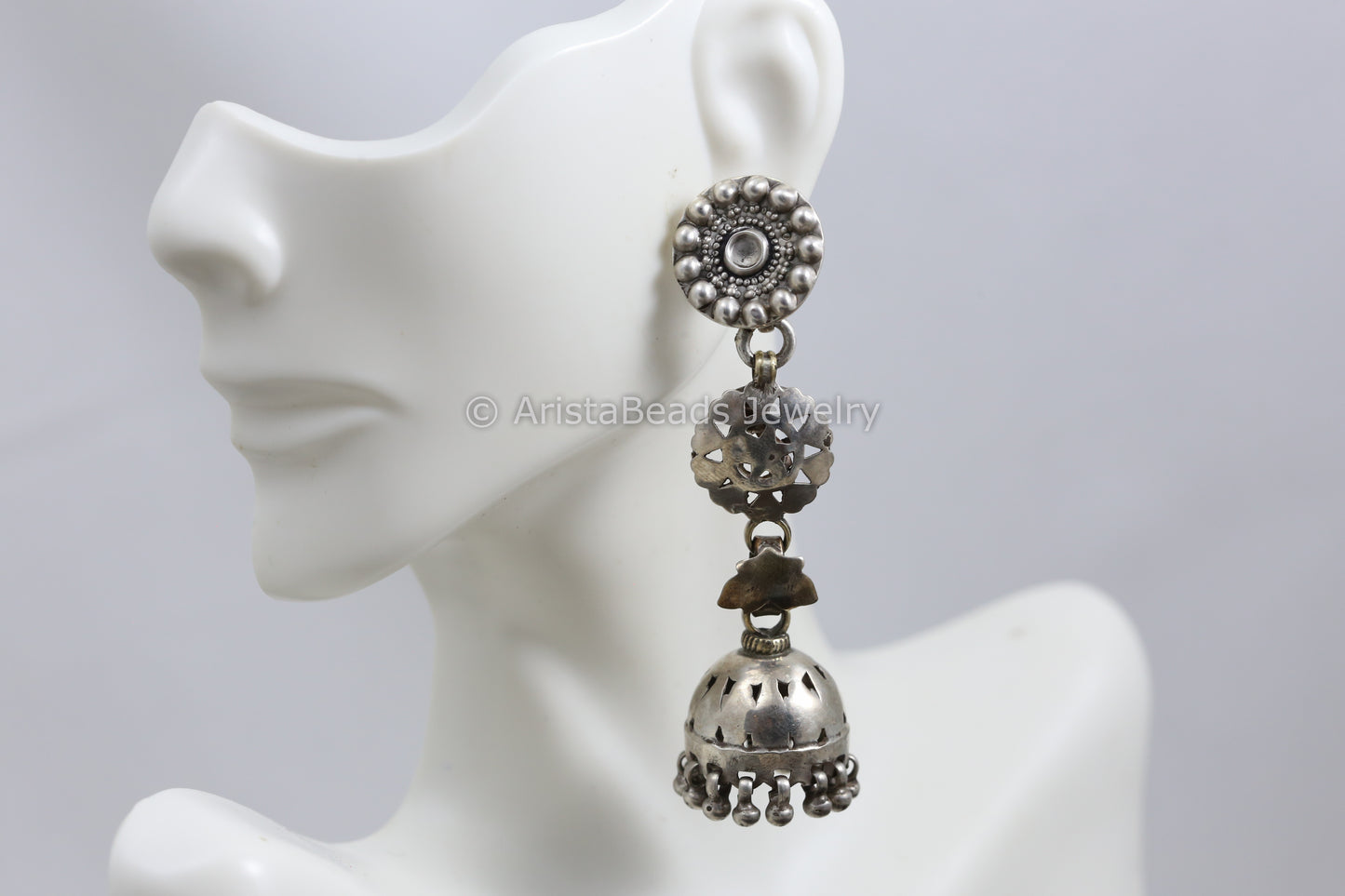 Ethnic Long 925 Sterling Silver Earrings
