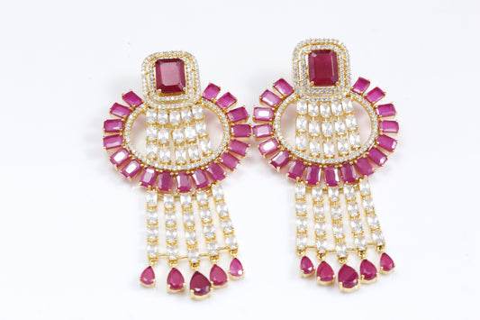 Designer Ruby Chandbaali Earrings