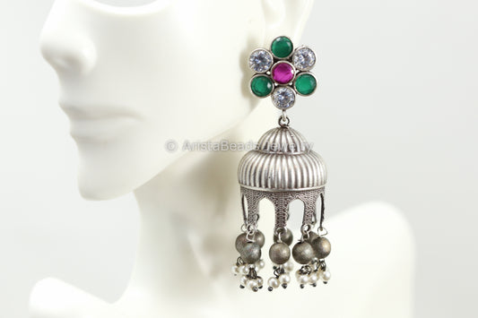 Silver Look Temple Jhumka