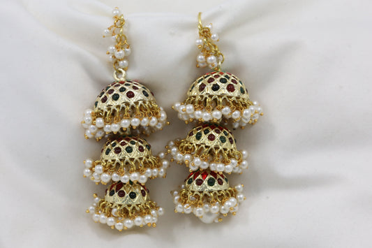 Long Layered Jadau Jhumka