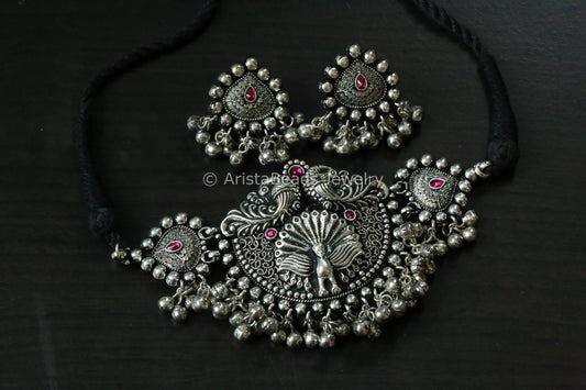Ruby Peacock Kolhapuri Choker Set
