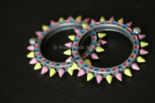 Silver Look Enamel Bangle (openable)