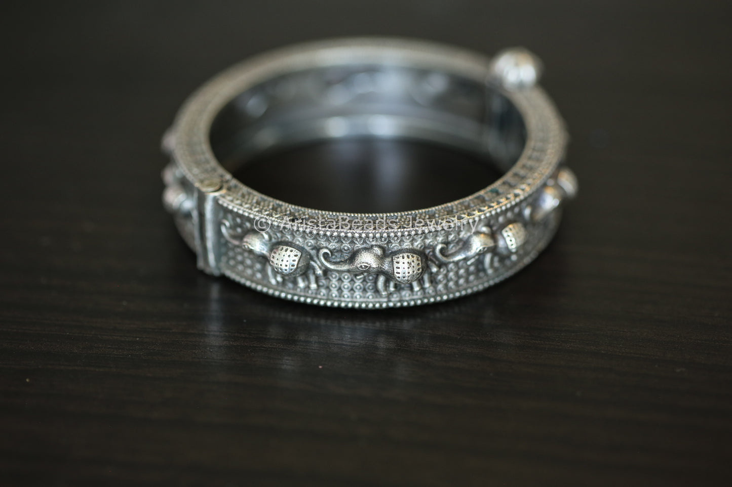 Silver Look Elephant Kada/ Bangle (openable)