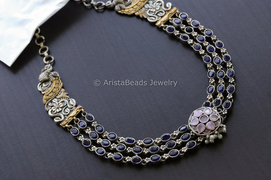 Blue & Pink Dual Tone Necklace