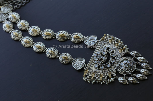 Long Dual Tone Necklace Set - Clear