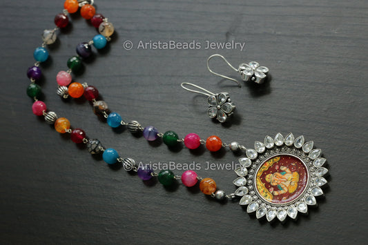 Hand Painted Ganesha Necklace Set