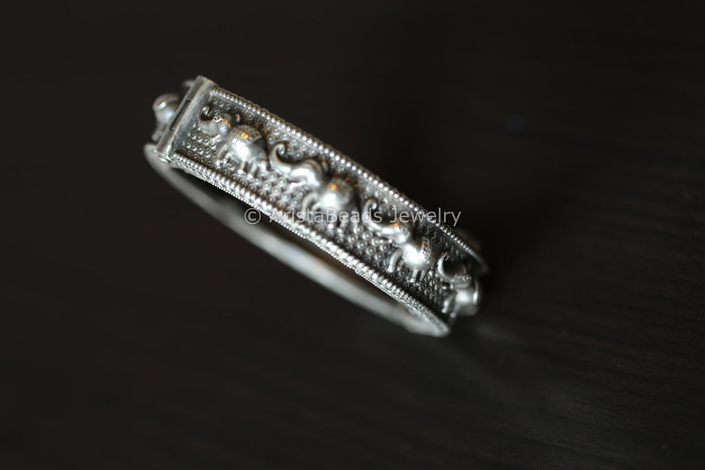 Silver Look Elephant Kada/ Bangle (openable)