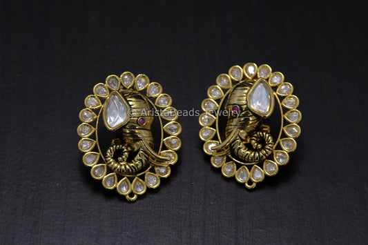 Silver Foil Kundan Ganesha Studs