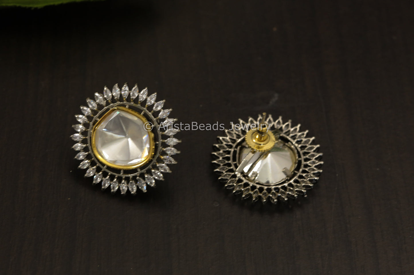 Large CZ & Uncut Polki Studs