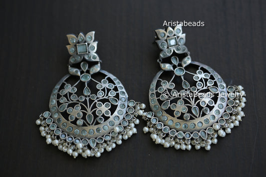 Large Jadau CZ Setting Earrings - Mint