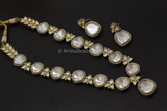Premium Quality Long Big Kundan Polki Necklace Set