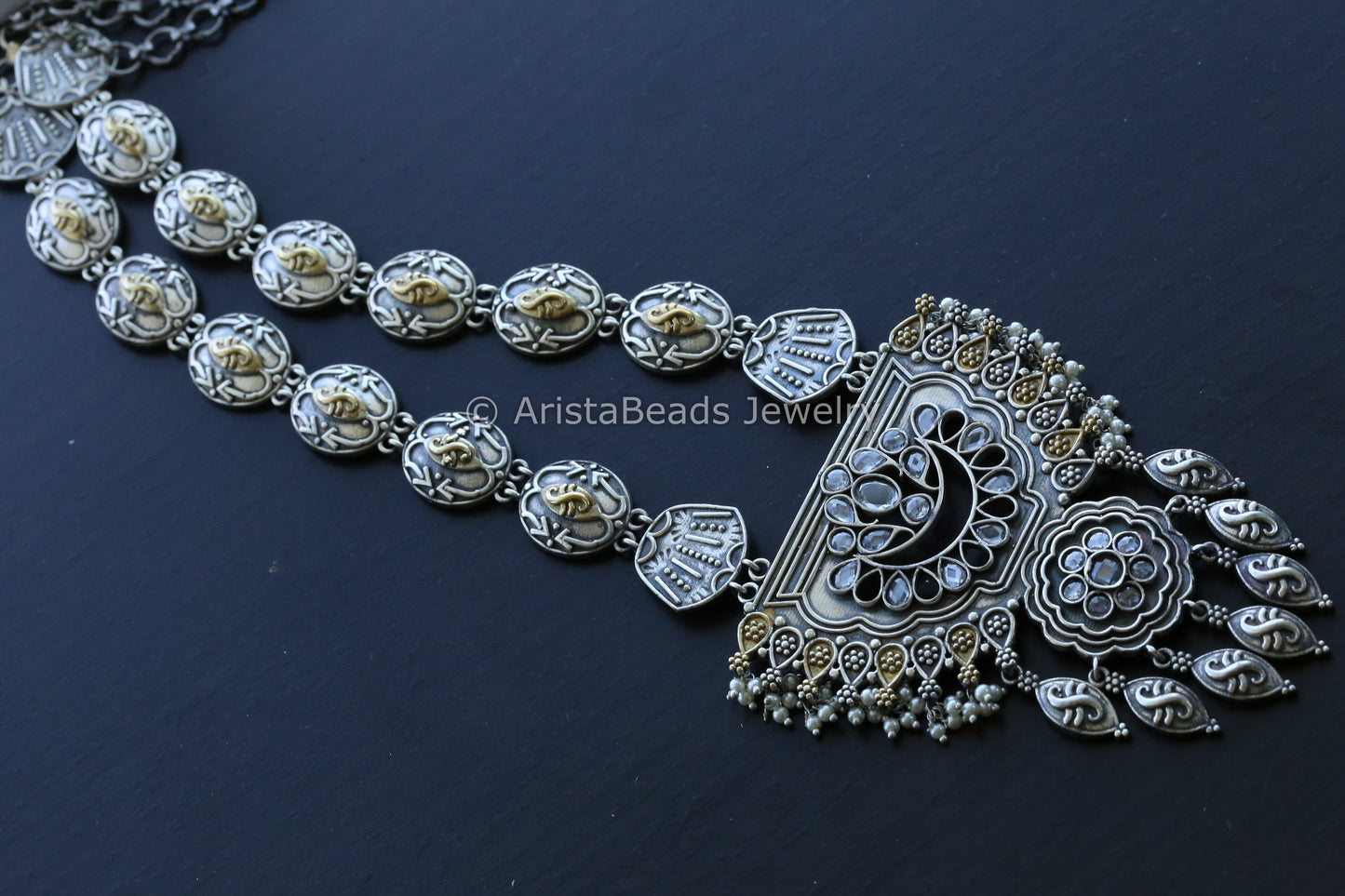 Long Dual Tone Necklace Set - Clear