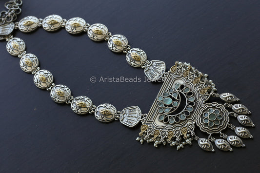 Long Dual Tone Necklace Set - Mint Green