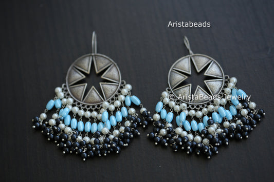 Blue Drop Oxidized Earrings