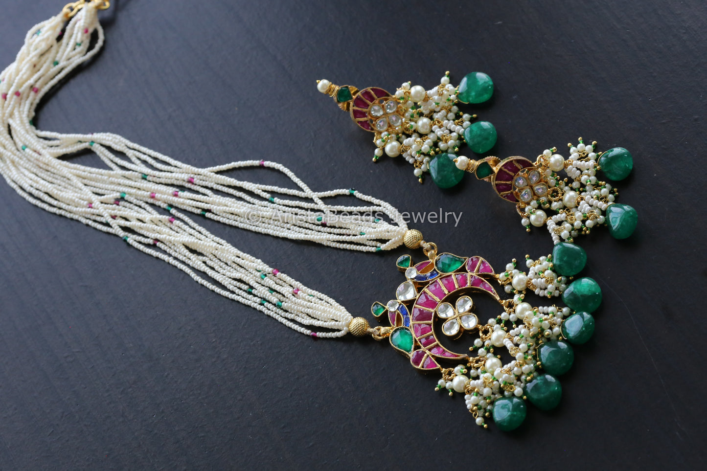 Pachi Kundan Peacock Necklace Set