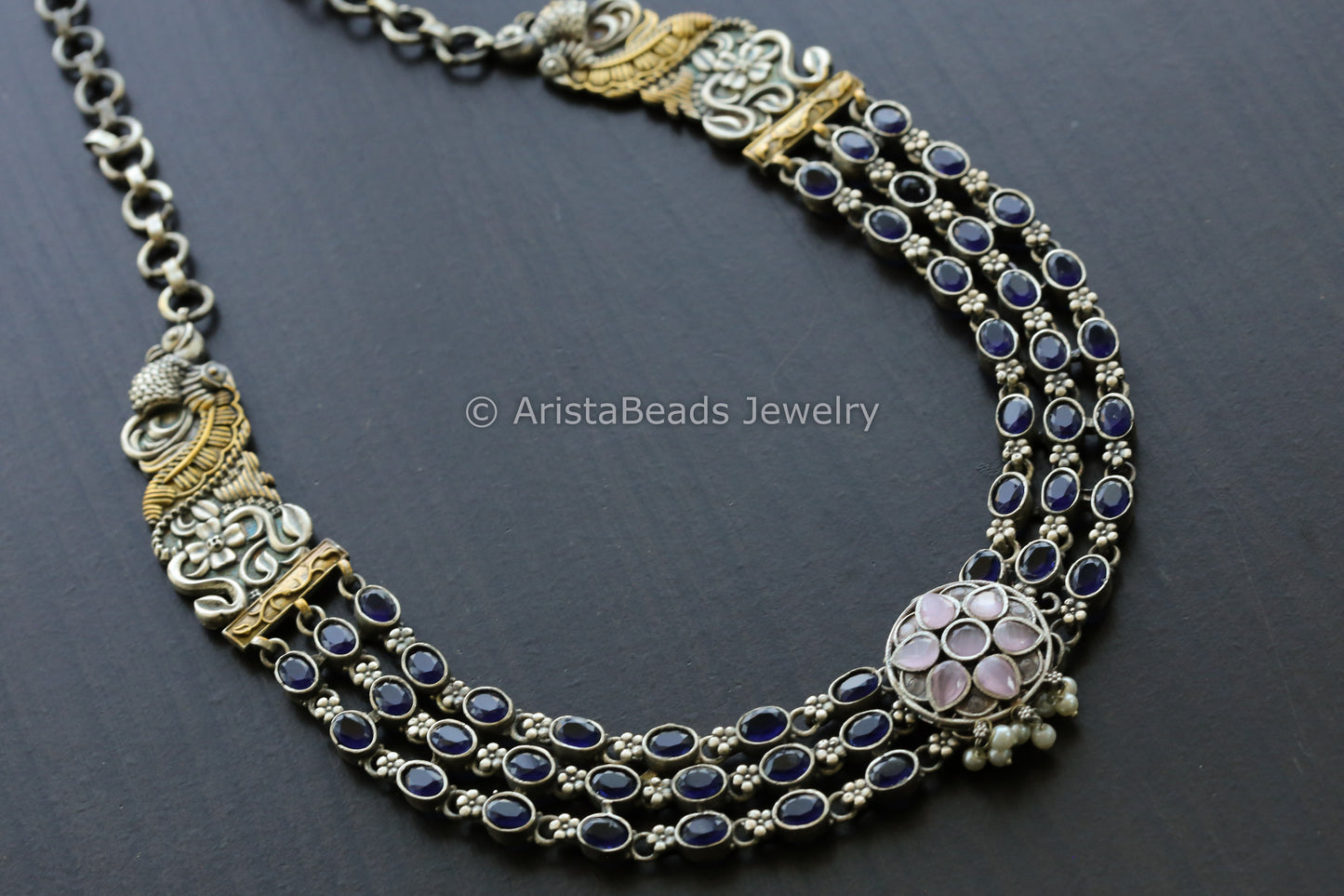 Blue & Pink Dual Tone Necklace