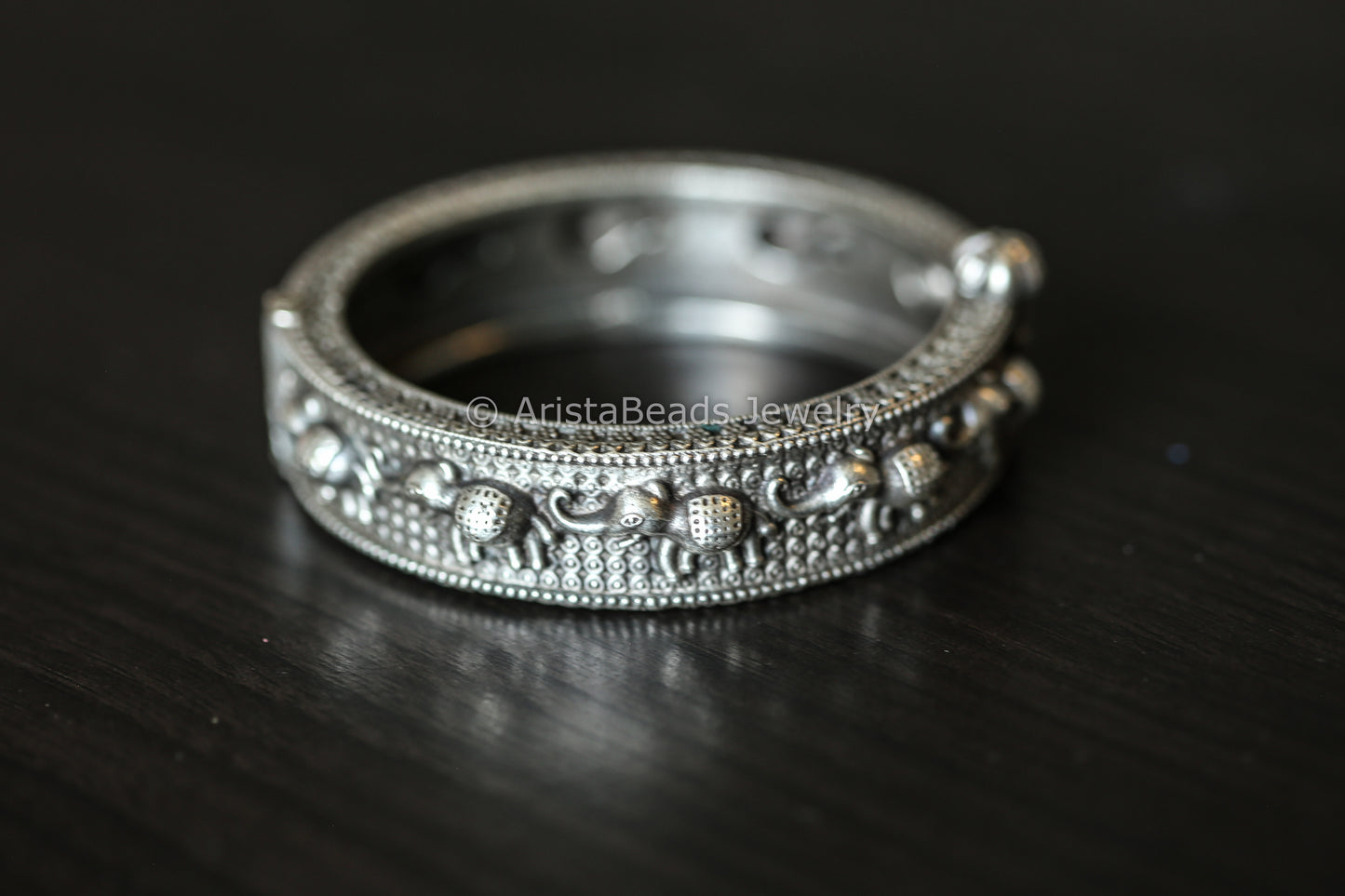 Silver Look Elephant Kada/ Bangle (openable)