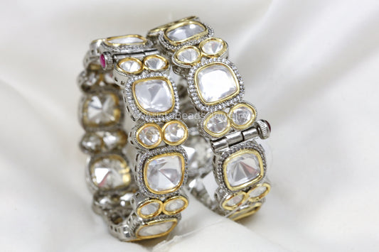 Big Uncut Polki Bangle Set (Openable)