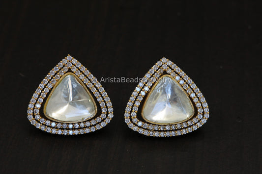 Triangle Uncut Polki & CZ Studs
