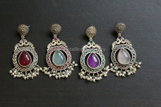 Silver Look Alike Chandbaali - Colors Available