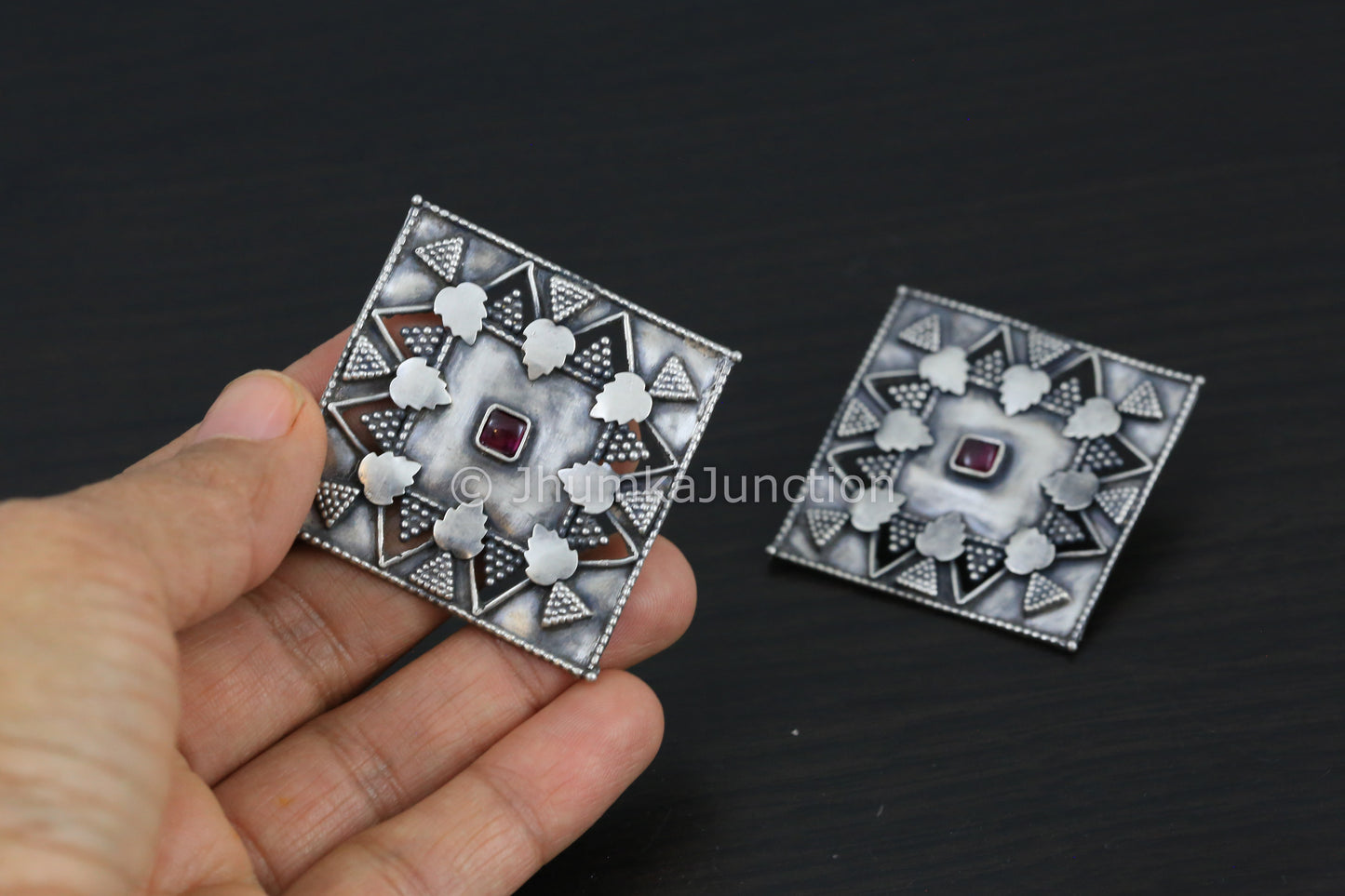 Extra Large Sterling Silver Ruby Studs