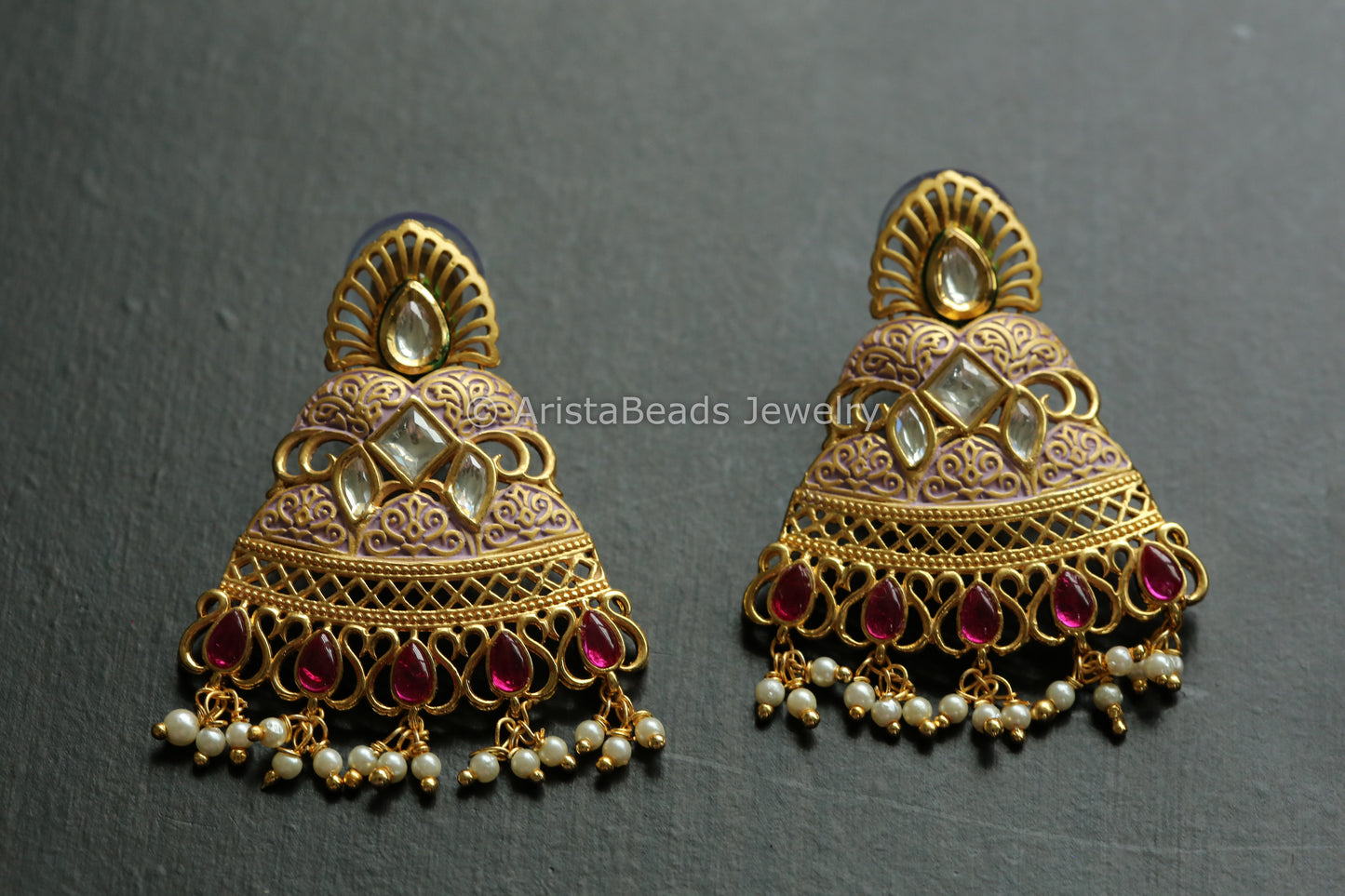 Kundan Enamel Bell Shape Earrings