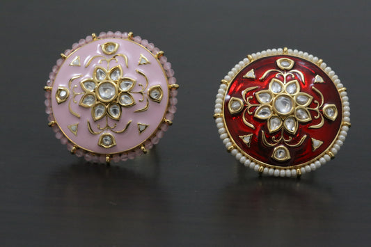 Kundan Enamel Ring ( Adjustable)