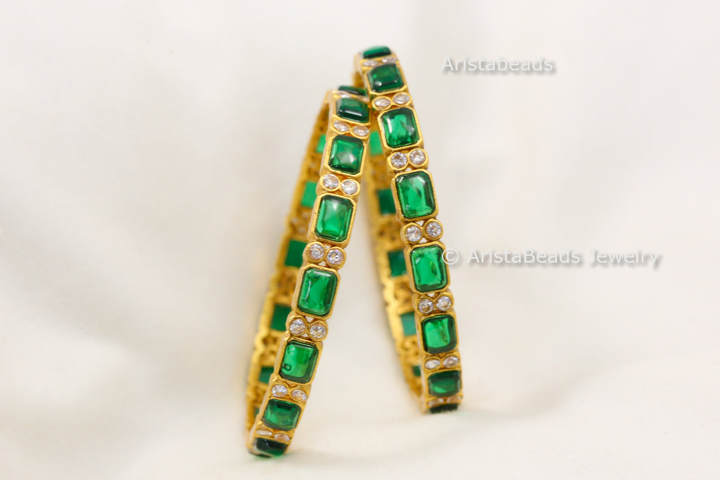 Green Kemp Stone Bangles (2.6)