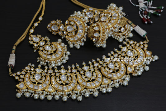 Premium Quality Silver Foil Kundan Necklace Set
