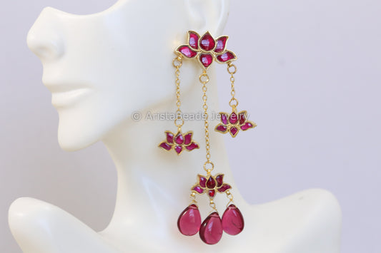 Handmade Jadau Kundan Lotus Earrings