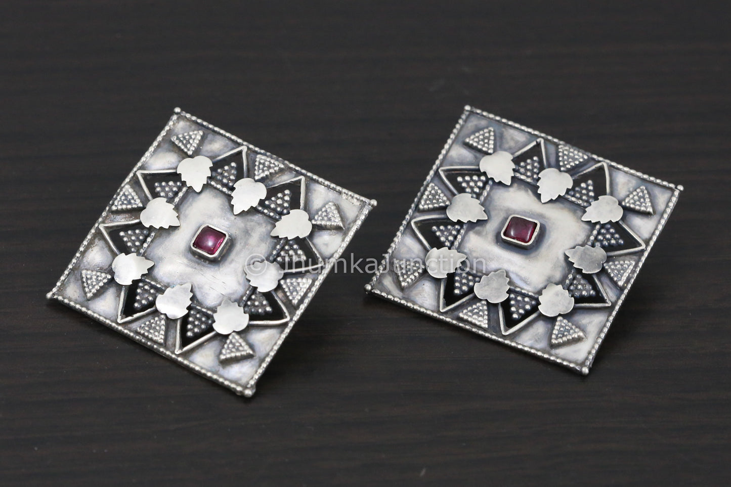 Extra Large Sterling Silver Ruby Studs