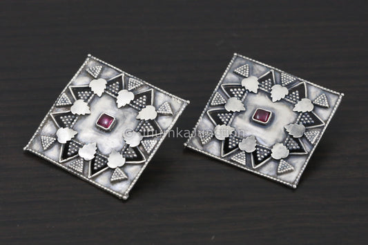 Extra Large Sterling Silver Ruby Studs