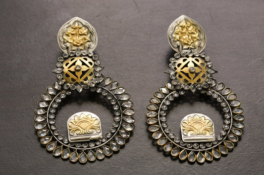 Extra Large Sterling Silver Polki Earrings