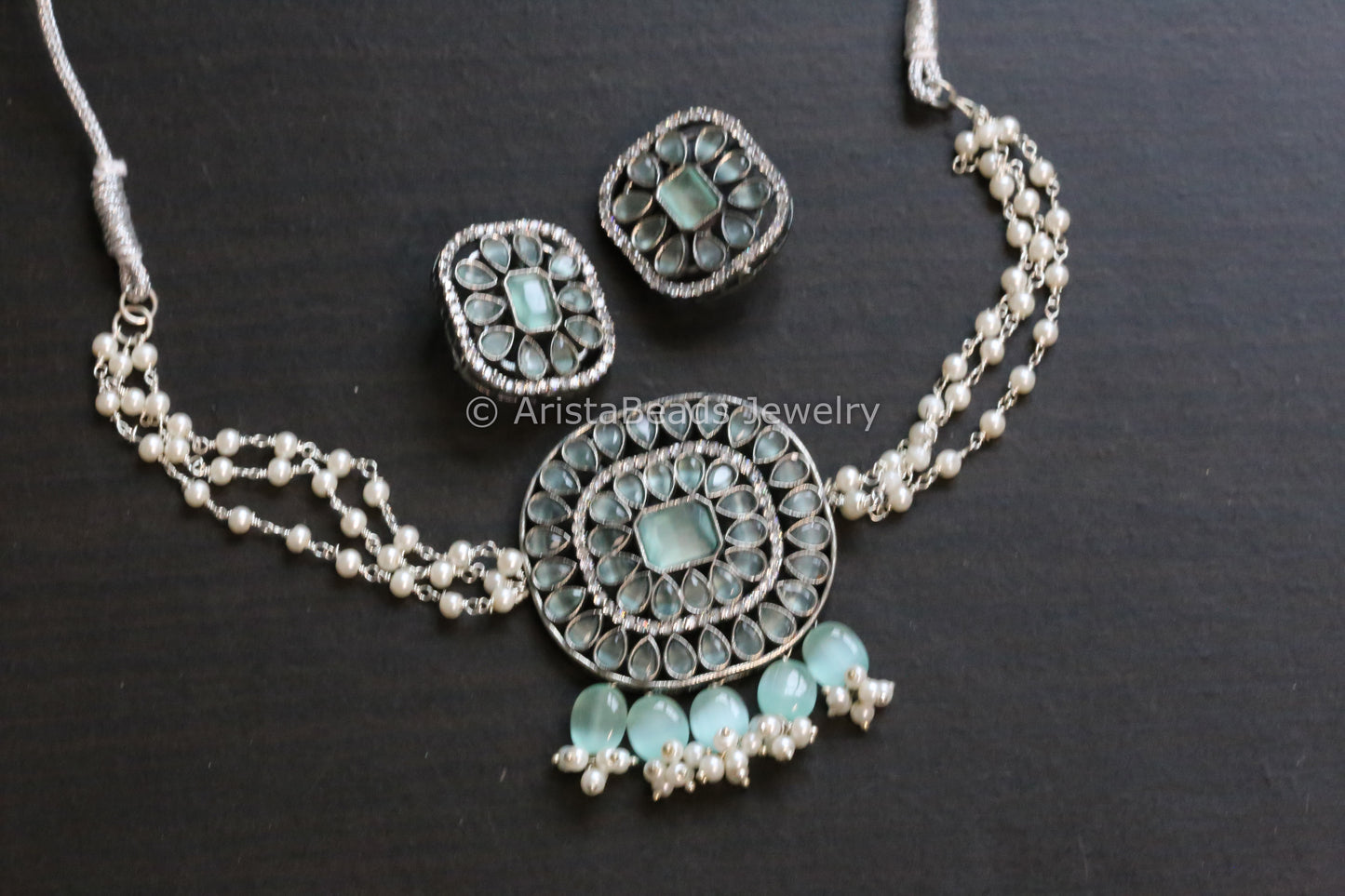 Mint Green Pearl Choker Set