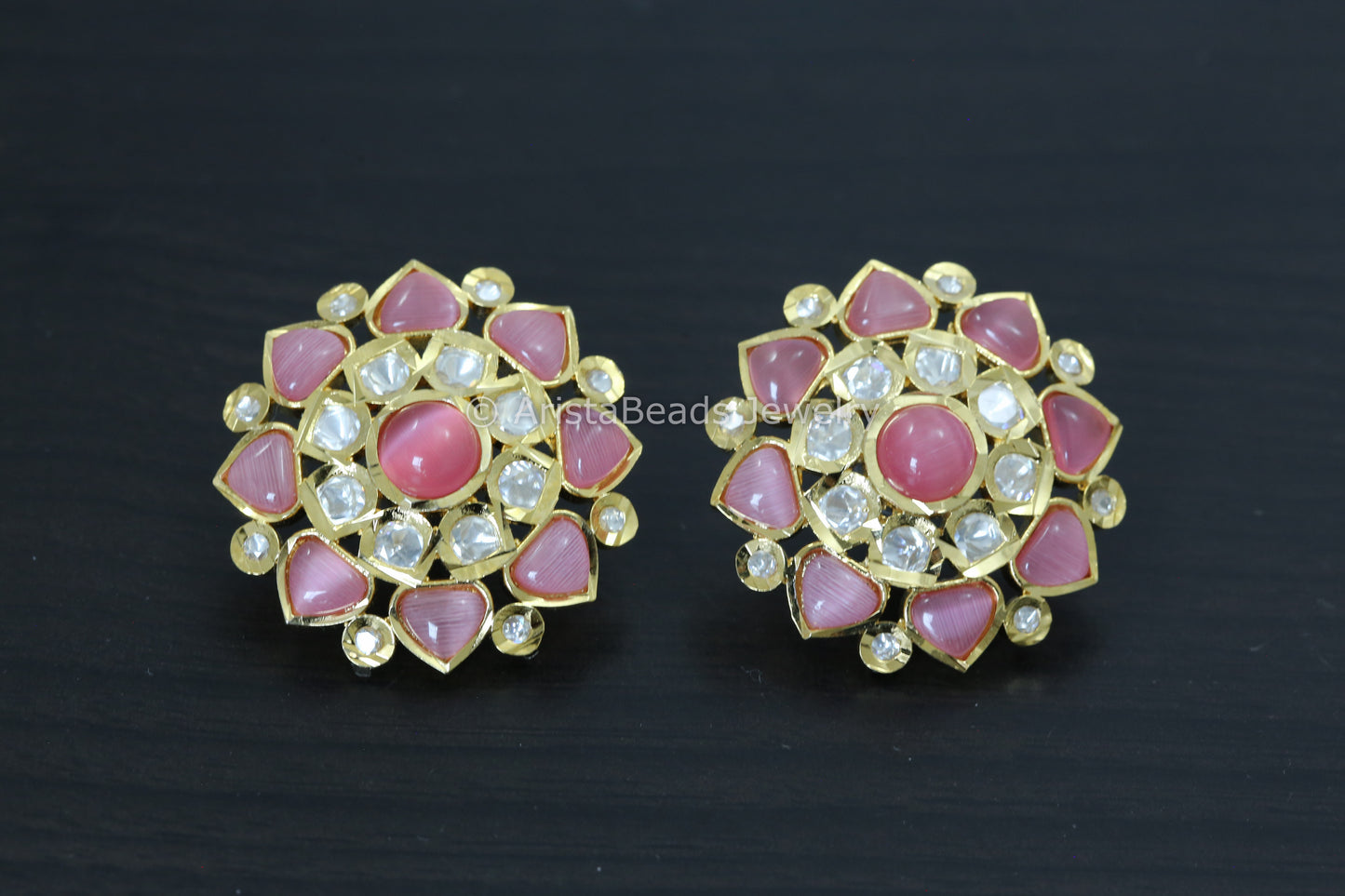 Large Silver Foil Kundan Studs - 4 colors