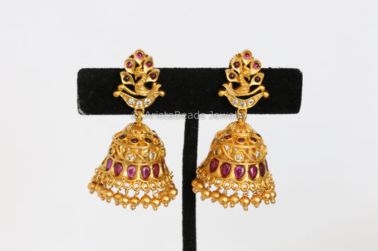Small Ruby Kemp Stone Jhumka