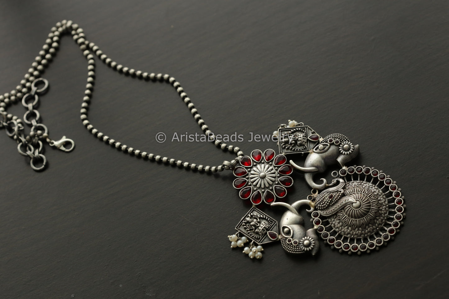 Oxidized Red Fusion Pendant Necklace